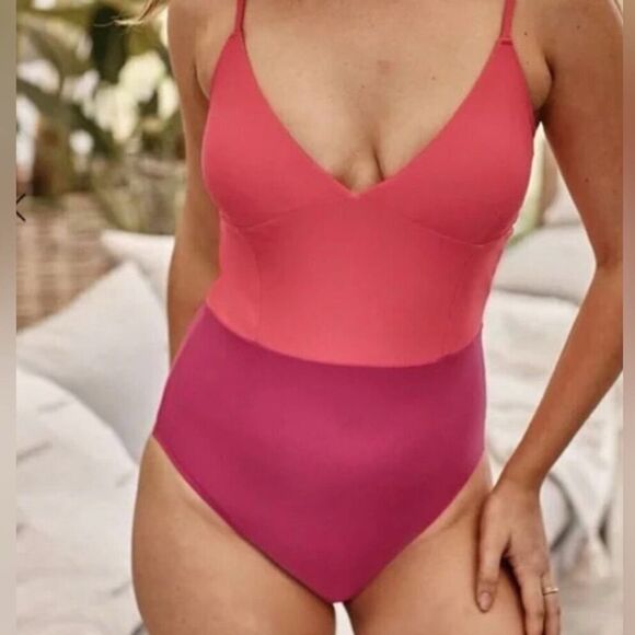 Summersalt The Wave One Piece Swimsuit Pink Red Size 10 Eco Fabric Colorblock - Picture 7 of 15